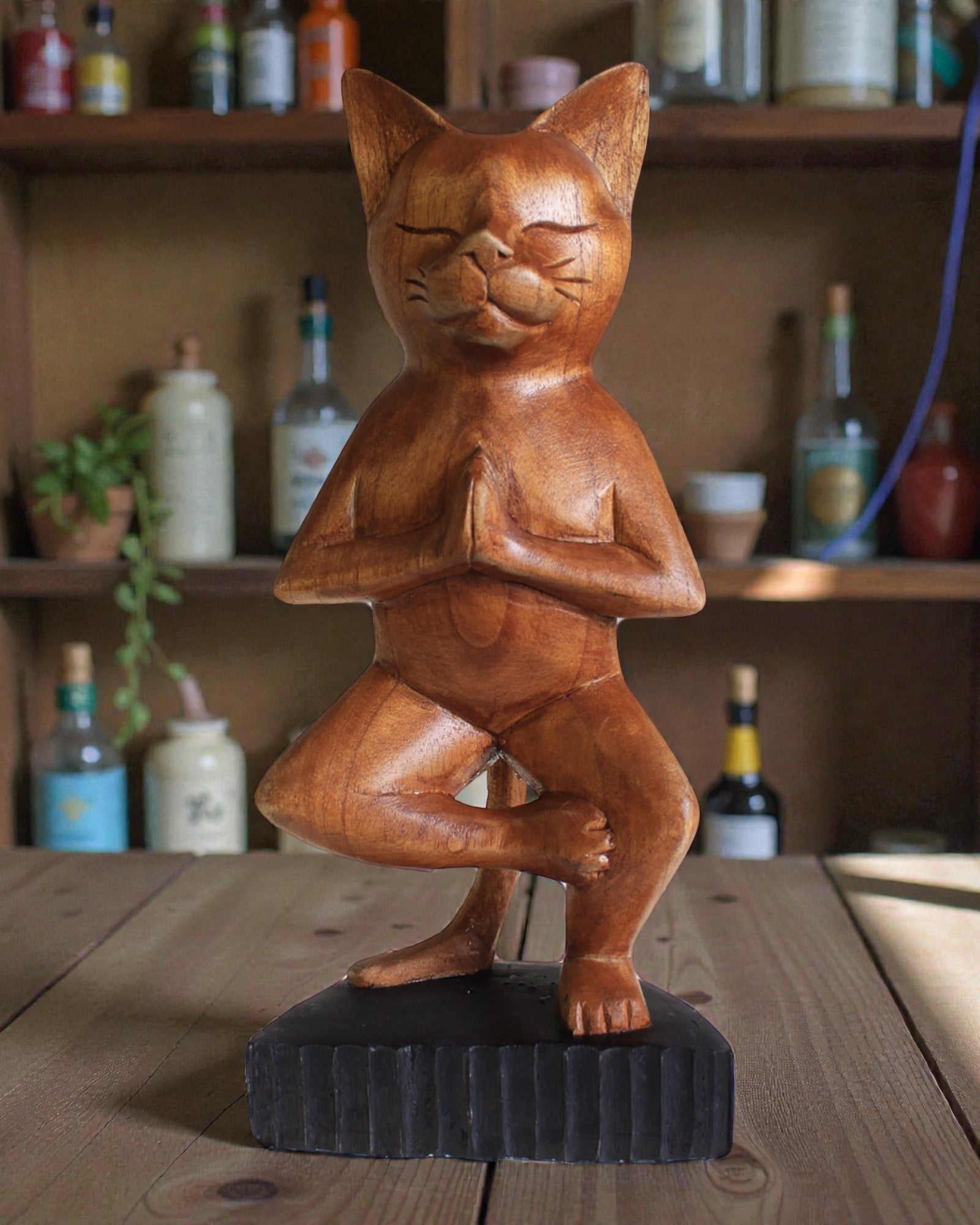 Socha mačky – Joga 2 Jedna noha 30 cm