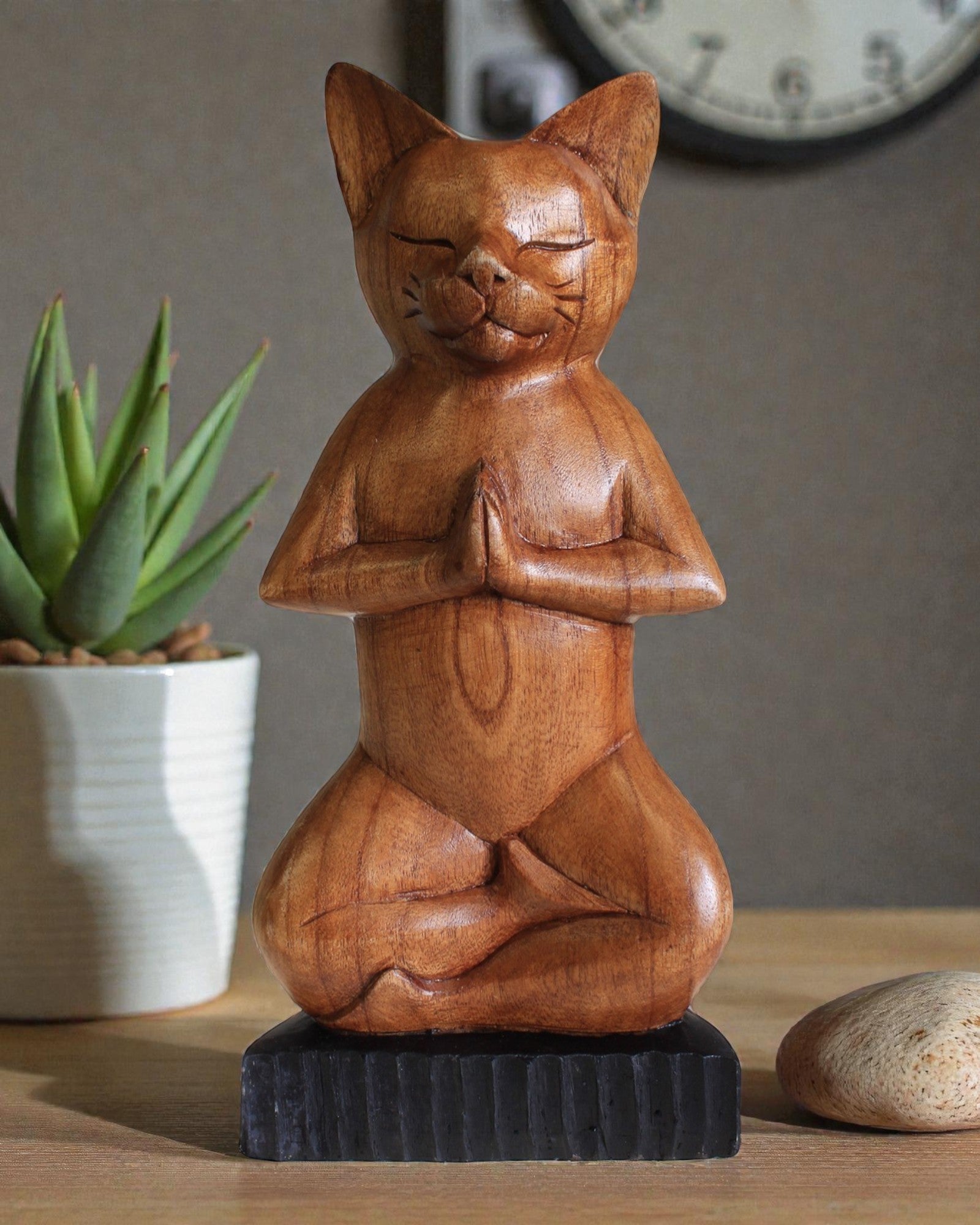 Socha mačky – joga 3 lotosový kvet 30 cm