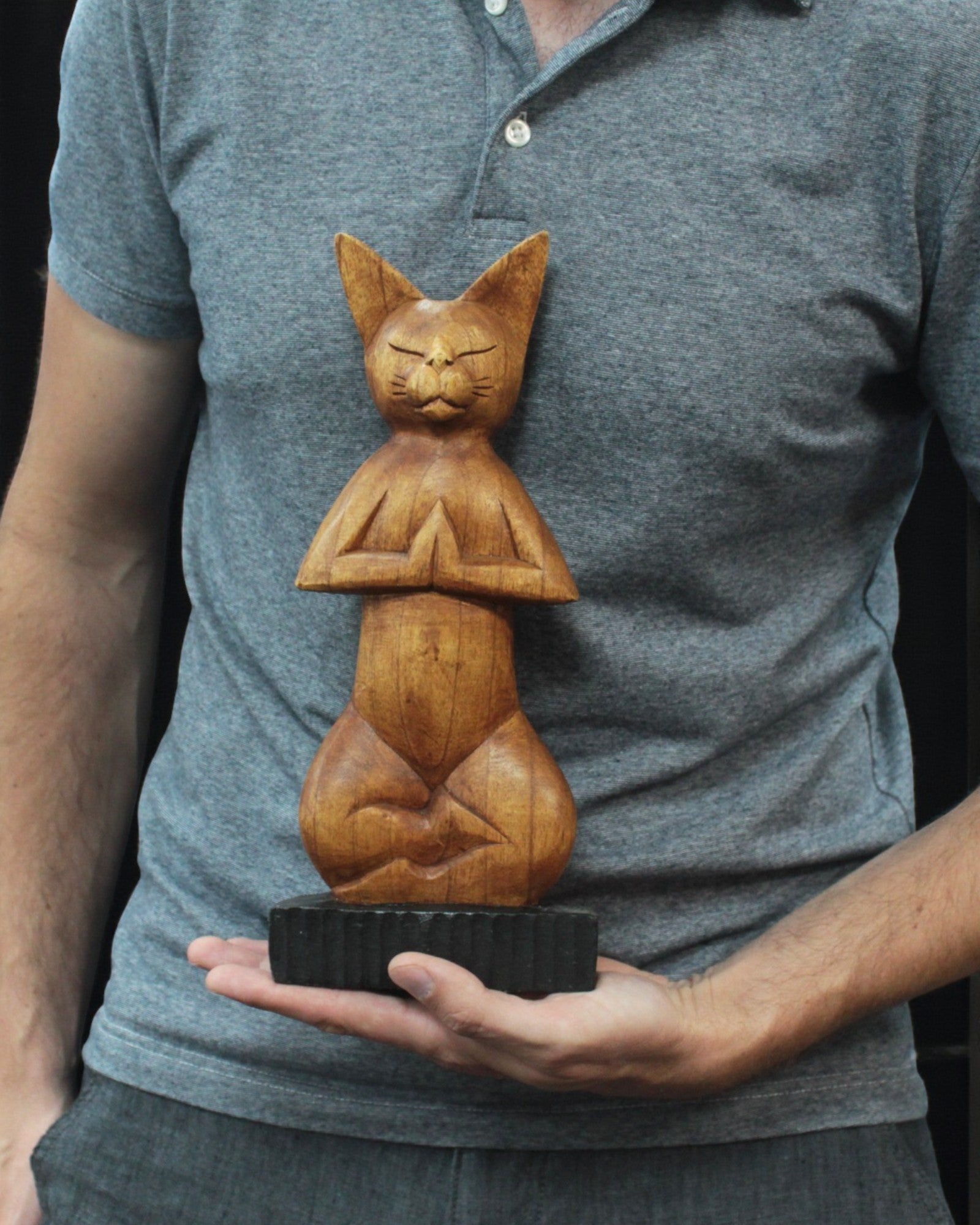Socha mačky – joga 3 lotosový kvet 30 cm