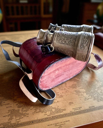 Ďalekohľad s koženým puzdrom Victorian's Eye, 11 cm Mosadzný, Ručne zdobený, personalizácia gravírovaním ako darček