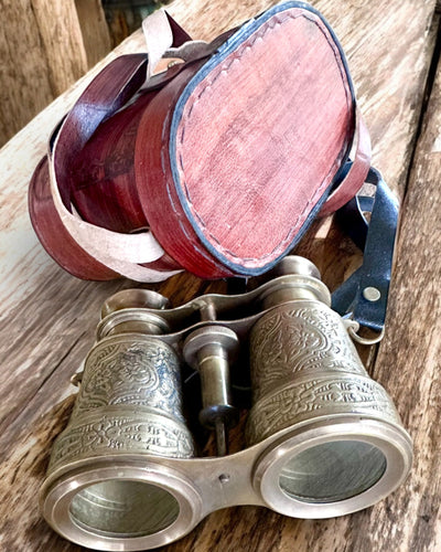 Ďalekohľad s koženým puzdrom Victorian's Eye, 11 cm Mosadzný, Ručne zdobený, personalizácia gravírovaním ako darček