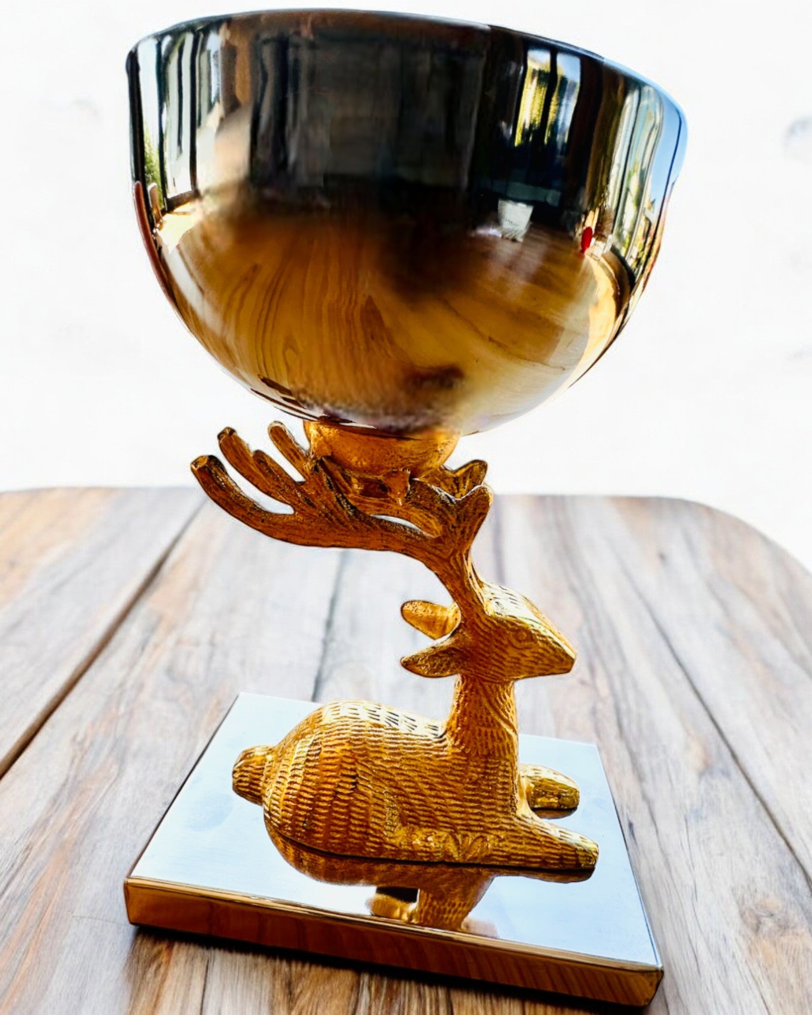 Dekoratívna misa "Jelenie Trofeum" – Ručná práca z Indie, personalizácia gravírovaním