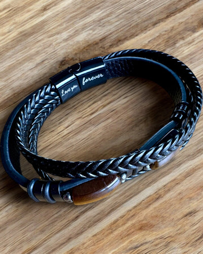 Bransoleta Męska Magnetic Love – skórzana z możliwością personalizacji grawerem na prezent