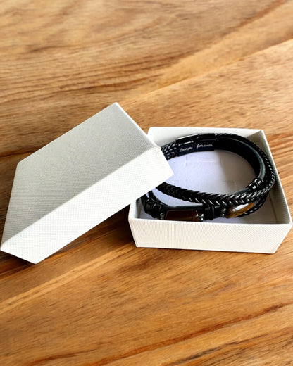 Pánsky náramok Magnetic Love – kožený s možnosťou personalizácie gravírovaním na darček