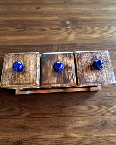 Sada Royal Trio – Čaj, Káva, Cukor z dreva Shisham, ručne vyrobená, s možnosťou gravírovania na darček