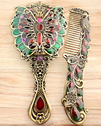 Zrkadlová sada "Motýlia elegancia" s hrebeňom