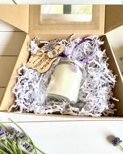 Intenčná sójová sviečka Ametyst – pokoj, harmónia a očistenie, 250 ml, možnosť personalizácie ako darček