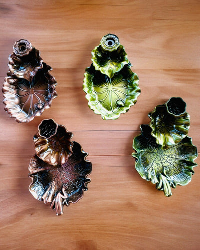 Elegantný kovový držiak na kadidlo Lotosový list - 4 varianty na výber, možnosť personalizácie gravírovaním na darček