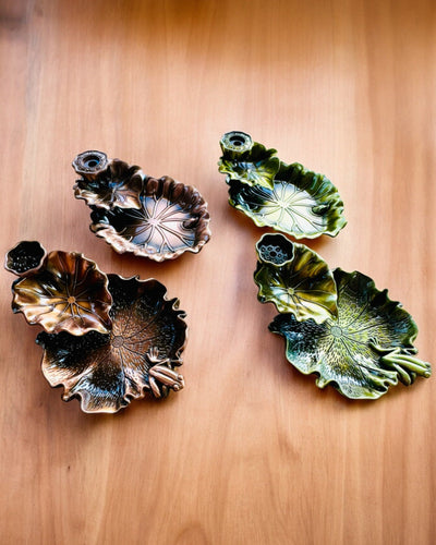 Elegantný kovový držiak na kadidlo Lotosový list - 4 varianty na výber, možnosť personalizácie gravírovaním na darček