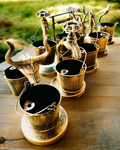 Štýlový kovový popolník "Rustic Charm" 19-23 cm výška, 8 variantov na výber, gravírovanie na želanie