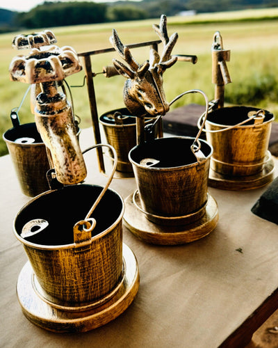 Štýlový kovový popolník "Rustic Charm" 19-23 cm výška, 8 variantov na výber, gravírovanie na želanie