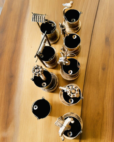 Štýlový kovový popolník "Rustic Charm" 19-23 cm výška, 8 variantov na výber, gravírovanie na želanie