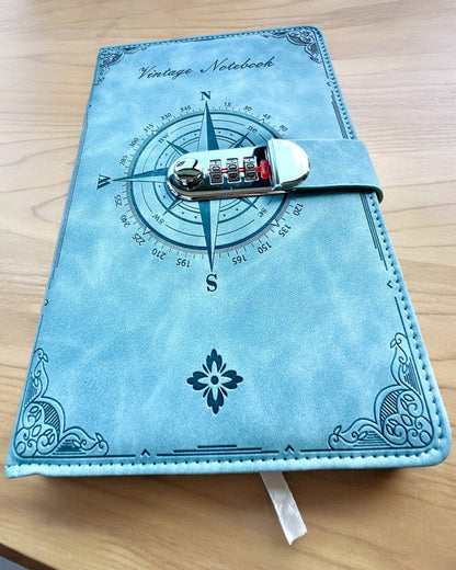 Tajný Zápisník A5 Vintage so zámkom na kód - Vyberte Si Svoj Štýl, personalizácia gravírovaním na darček