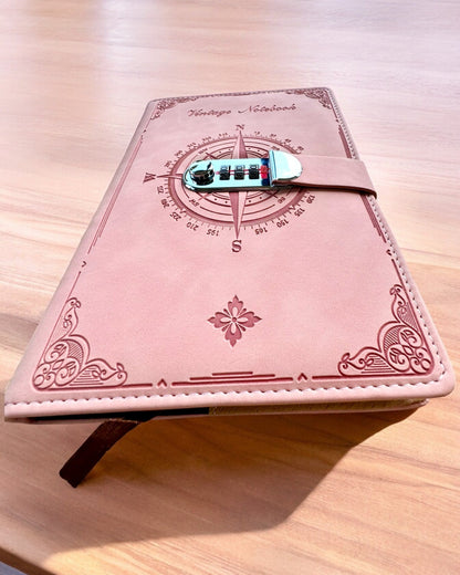 Tajný Zápisník A5 Vintage so zámkom na kód - Vyberte Si Svoj Štýl, personalizácia gravírovaním na darček