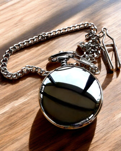 Klasické Vreckové Mechanické Hodinky s Dvojitým Krytom, Ručné, Strieborná Farba