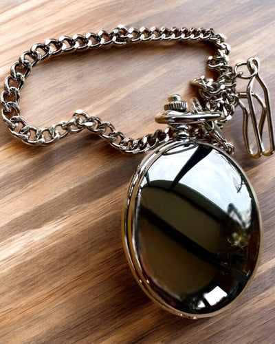 Klasické Vreckové Mechanické Hodinky s Dvojitým Krytom, Ručné, Strieborná Farba