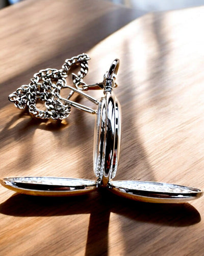 Klasické Vreckové Mechanické Hodinky s Dvojitým Krytom, Ručné, Strieborná Farba