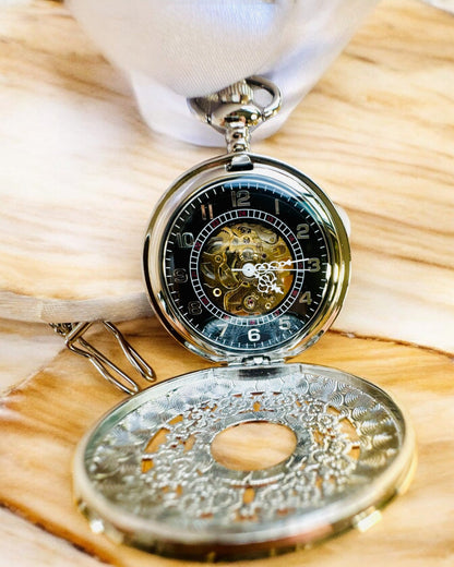 Vreckové hodinky "Eterna Elegancia", personalizovaný darček, gravírovanie. Strieborná farba