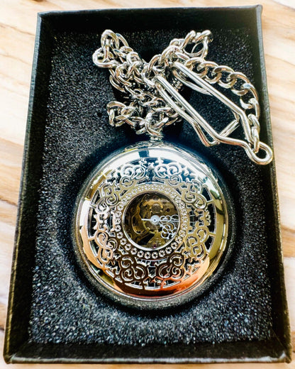 Vreckové hodinky "Eterna Elegancia", personalizovaný darček, gravírovanie. Strieborná farba