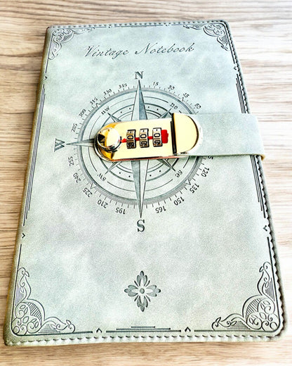 Tajný Zápisník A5 Vintage so zámkom na kód - Vyberte Si Svoj Štýl, personalizácia gravírovaním na darček