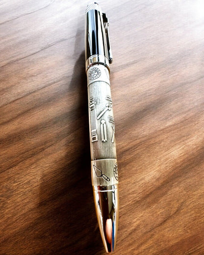 Elegantné pero "Majstrovská Harmónia" s možnosťou gravírovania - Symbolické motívy, Staroveké striebro, možnosť personalizácie gravírom na darček