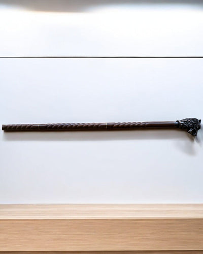 Wilczy Strażnik Ręcznie Rzeźbiona Laska do chodzenia, Drewniana, możliwość personalizowania grawerem