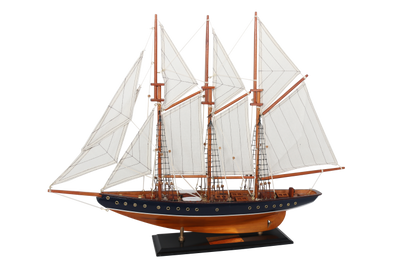 Model škunera Atlantic 72cm - replika legendárnej lode s možnosťou personalizácie gravírovaním - ideálny darček pre milovníkov jachtingu - vyrobený z dreva s látkovými plachtami