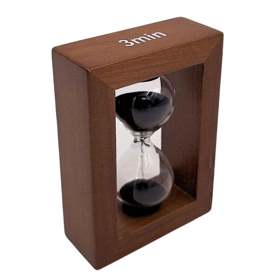Presýpacie hodiny 3 minúty v drevenom ráme s možnosťou personalizácie gravírovaním