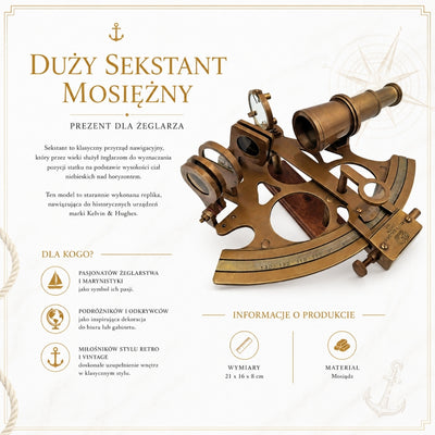 Veľký mosadzný sextant s možnosťou personalizácie gravírovaním