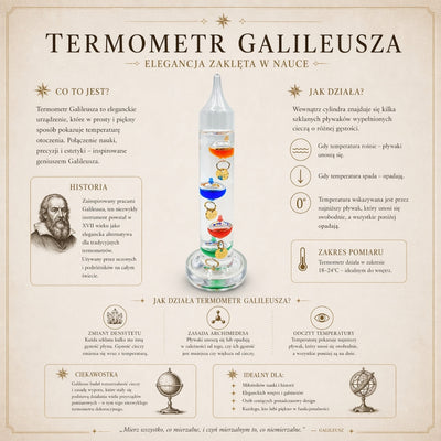 Galileiho teplomer Galileo s personalizovaným gravírovaním – elegantná interiérová dekorácia vo farbe skla
