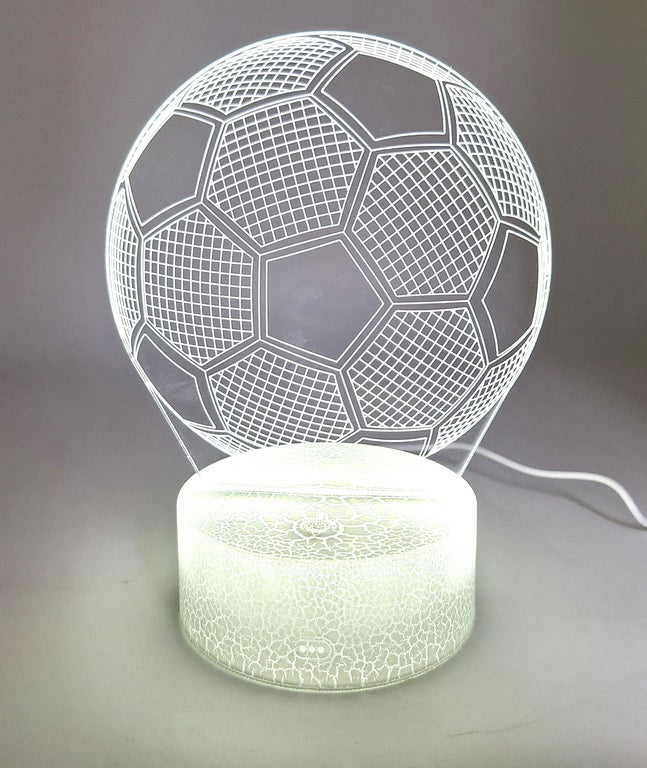 Nočná lampička Futbalová lopta s možnosťou personalizácie gravírovaním - Ideálny darček pre milovníkov futbalu - výška 17 cm - 3 farby na výber - Napájanie cez USB alebo 3 batérie AAA