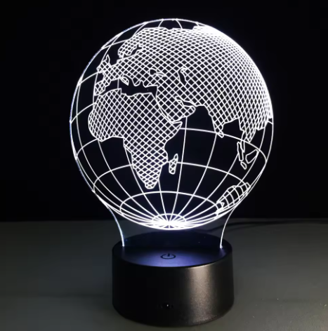 LED lampička Glóbus so 7 farbami svetla, možnosť personalizácie gravírovaním, ideálny darček pre cestovateľa, výška 17 cm, USB kábel