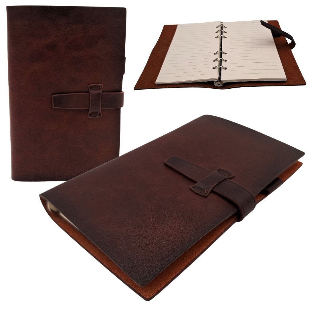 Elegancki Notes Skórzany A6 Retro Vintage z Zamknięciem i Personalizacją – Idealny na Prezent – Ciemnobrązowy z Wysokiej Jakości Skóry Bydlęcej – 80 Stron Białego Papieru