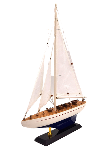 Drewniany Model Jachtu Wysokość 42 cm z Możliwością Personalizacji Grawerem