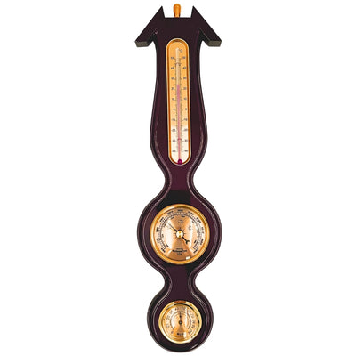 Elegantná meteorologická stanica 3v1 s gravírovaním – teplomer, barometer, vlhkomer v tmavom dreve, 40cm