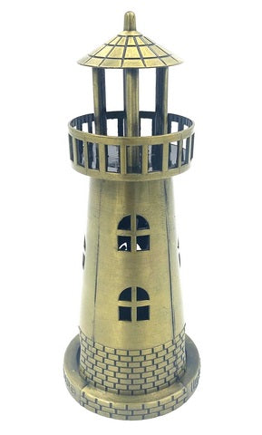 Maják svietnik na tealight 18,5 cm v antickom zlate s možnosťou gravírovania