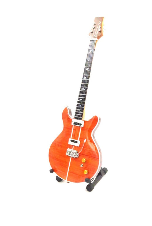 Mini gitara v štýle Carlosa Santanu s možnosťou personalizácie gravírovaním, vynikajúci darček pre milovníkov hudby, výška 24,5 cm, mahagónové drevo, zberateľský dekoratívny produkt
