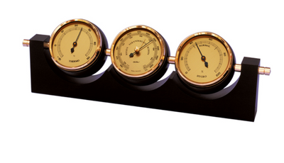 Exkluzívna meteorologická stanica Fischer 7894-22 z mosadze a mahagónu s personalizovaným gravírovaním - barometer, teplomer a vlhkomer ako darček v klasickom štýle, rozmery 29x7,3 cm
