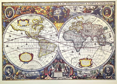 Mapa sveta 1630r. - reprint J. Hondius s možnosťou personalizácie gravírovaním