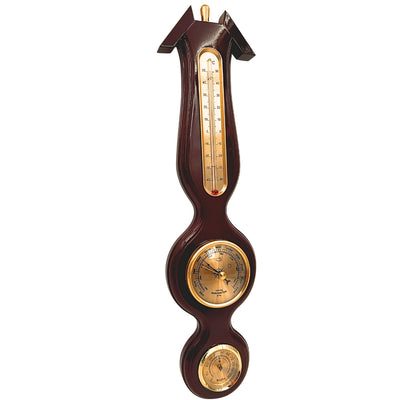 Elegantná meteorologická stanica 3v1 s gravírovaním – teplomer, barometer, vlhkomer v tmavom dreve, 40cm