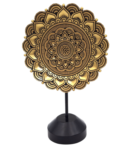 Figúrka Oválna mandala 35cm - zlatá budhistická dekorácia s možnosťou personalizácie gravírovania