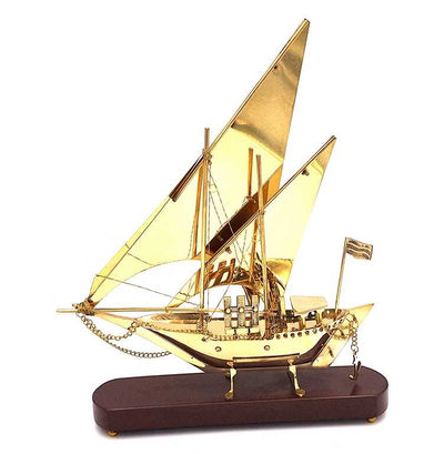 Mosadzný model lode na drevenom podstavci 43 cm s možnosťou personalizácie gravírovaním