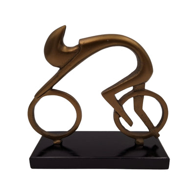 Figúrka cyklistu Cyklista VB26/9 s gravírovaním – elegantný darček pre cyklistu, výška 18 cm, mosadzná a čierna, minimalistická dekorácia do interiéru