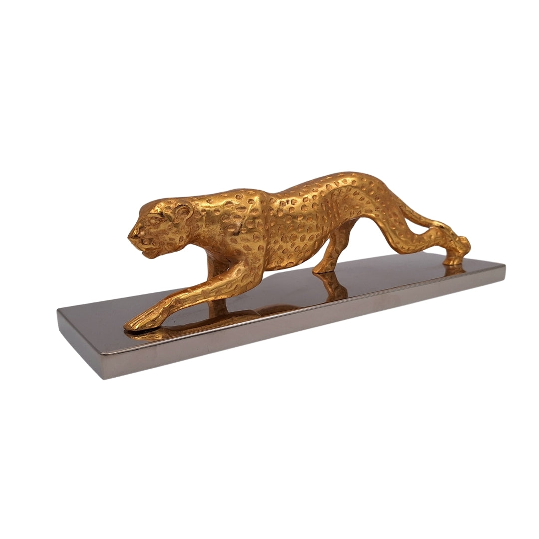 Elegancka Figurka Dekoracyjna Lampart Złoty 42cm z Personalizowanym Grawerem