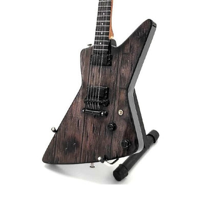 Mini gitara Metallica James Hetfield MGT-8860 s gravírovaním - mahagónová dekorácia 27,5 cm ako darček pre fanúšikov rocku a zberateľov