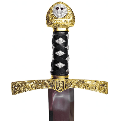 Replika meča Excalibur kráľa Artuša s gravírovaním – 98,5 cm, oceľová čepeľ, mosadzná rukoväť