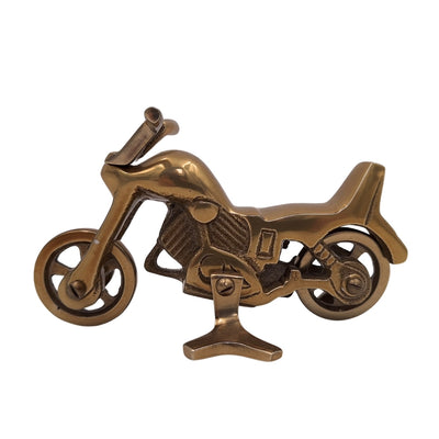 Kovový model motocykla N-2960 z hliníka v antickej mosadzi – personalizované gravírovanie na darček, rozmery 17,5 x 10 cm