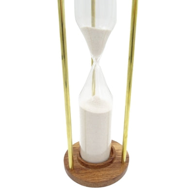 Mosadzno-drevené presýpacie hodiny 30min s možnosťou personalizácie gravírovaním - elegantný darček na každú príležitosť, výš. 30,5cm, biely piesok, klasické materiály