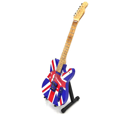 Zberateľská mini gitara Rolling Stones UK&Tongue MGT-2301B z mahagónového dreva, možnosť personalizácie gravírovaním, ideálny darček na každú príležitosť, výška 27,5 cm