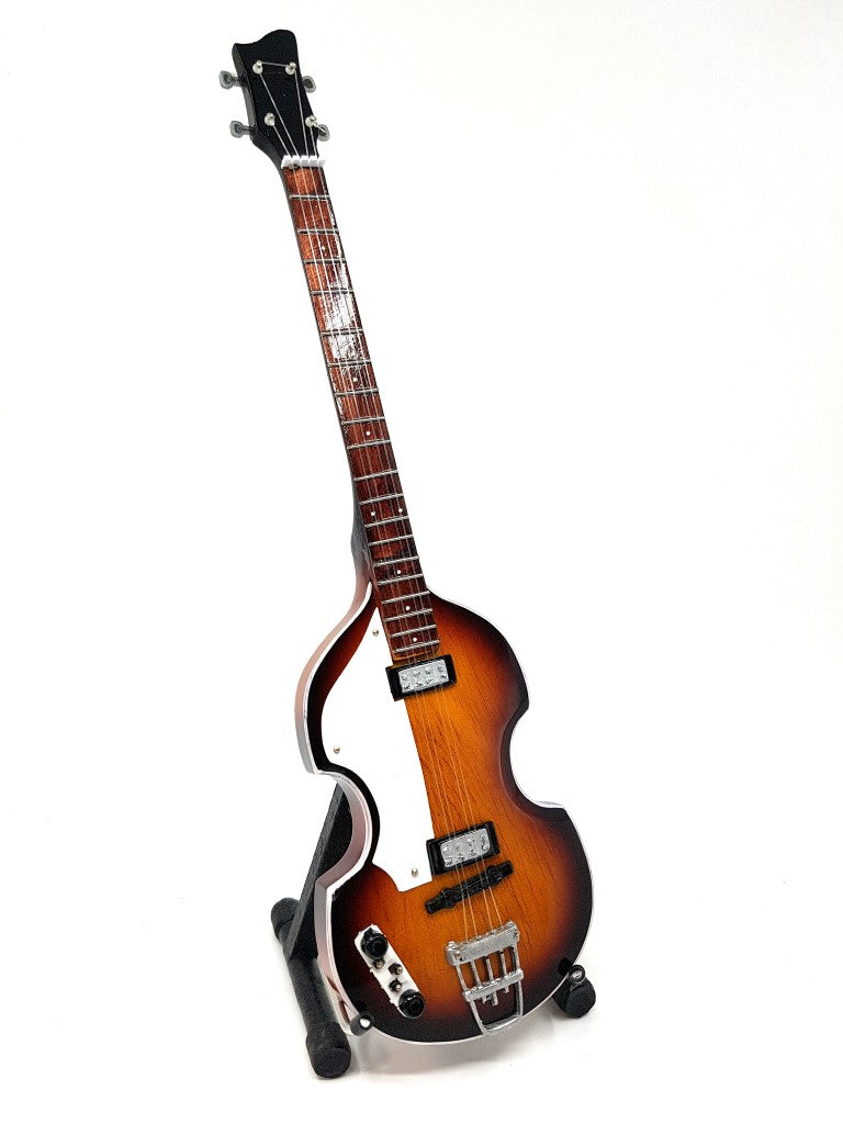 Mini basgitara v štýle Paul McCartney, MGT-2028, mahagónová, možnosť personalizácie gravírovaním, ideálna ako darček, výška 27,5 cm
